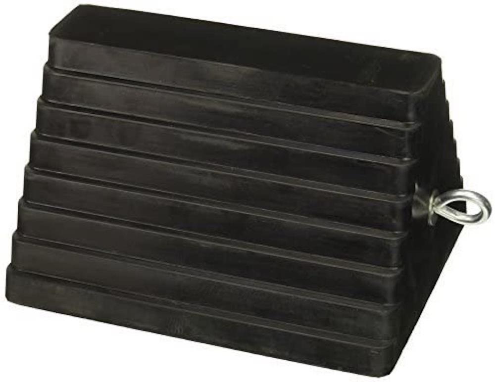 6 1/2in.L x 3 3/4in.W x 3 7/8in.H Ironton 2-Pack of Rubber Wheel Chocks with Eyebolt 
