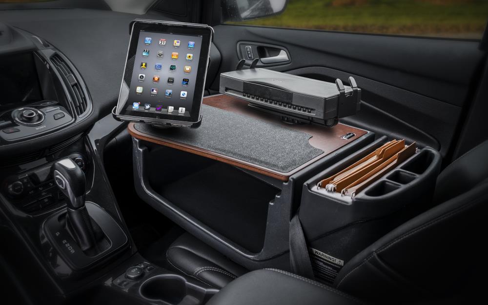 AutoExec AUE05350 Mahogany One Size Efficiency GripMaster Car Desk Printer Stand and Tablet Mount 