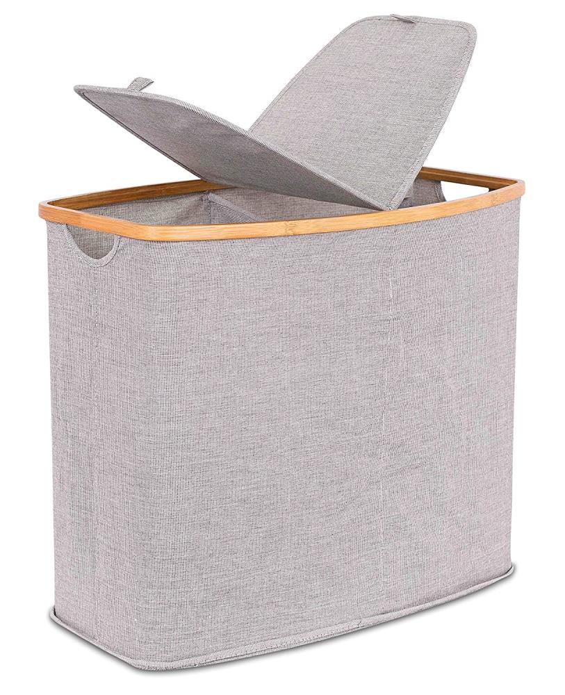 Foldable Clothes Laundry Basket 3 Section Hamper Bag Large Cart Storage Bin NEW 