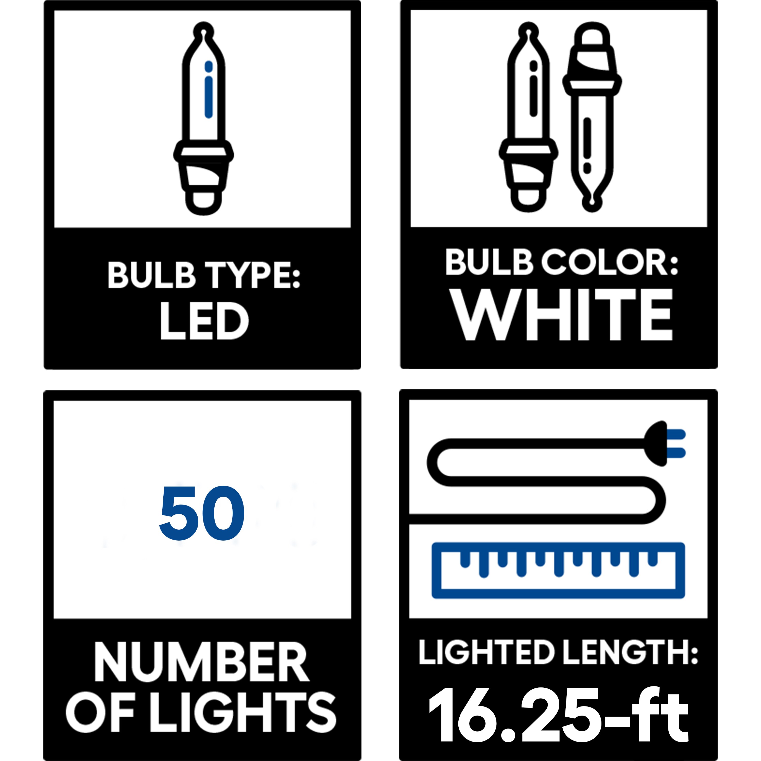 6"x 50' Length 100 Colored Wide Angle LED Lights 