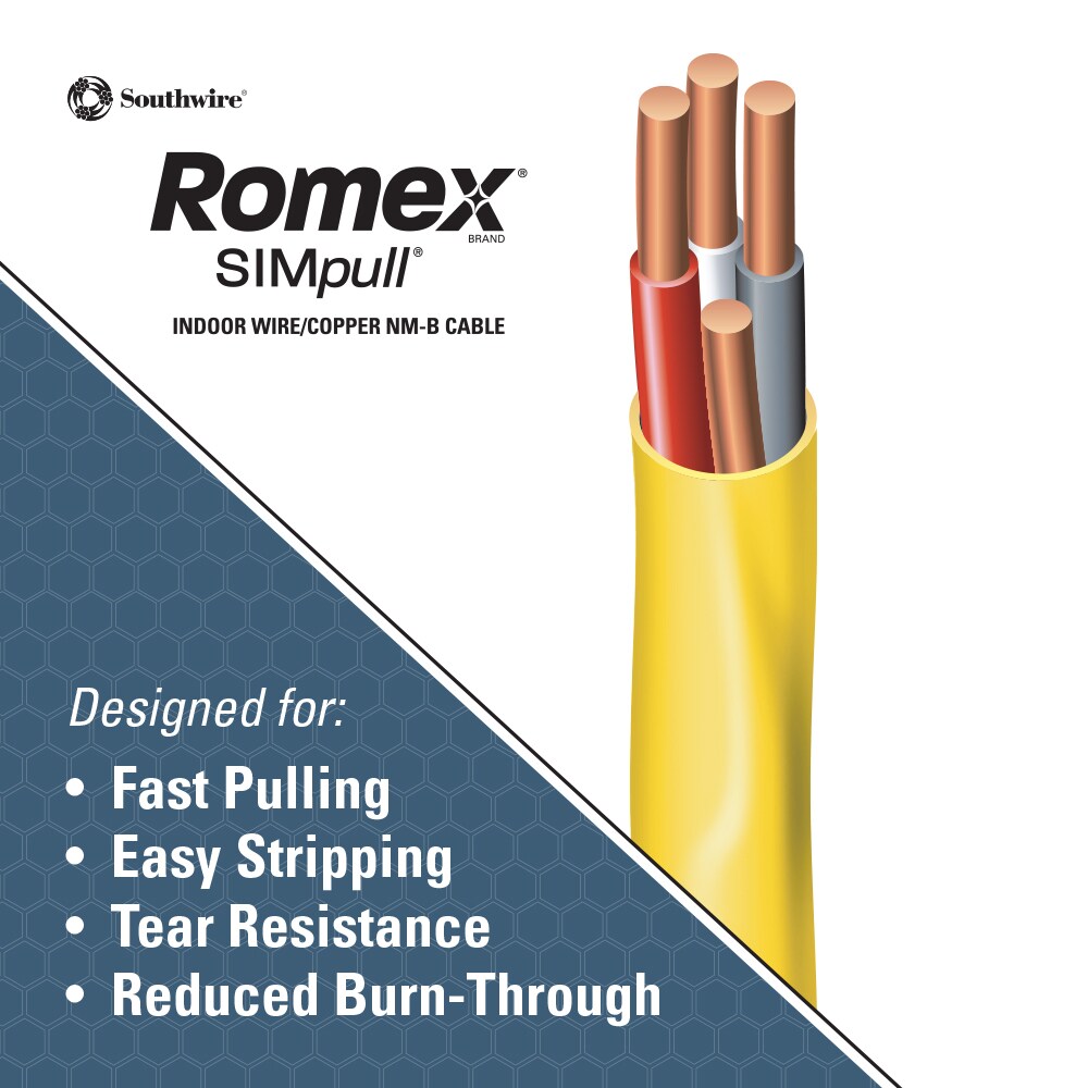 Case of 5 Southwire ROMEX SIMPULL Electrical Wire 12/3 Yellow 50ft 63947622 for sale online 