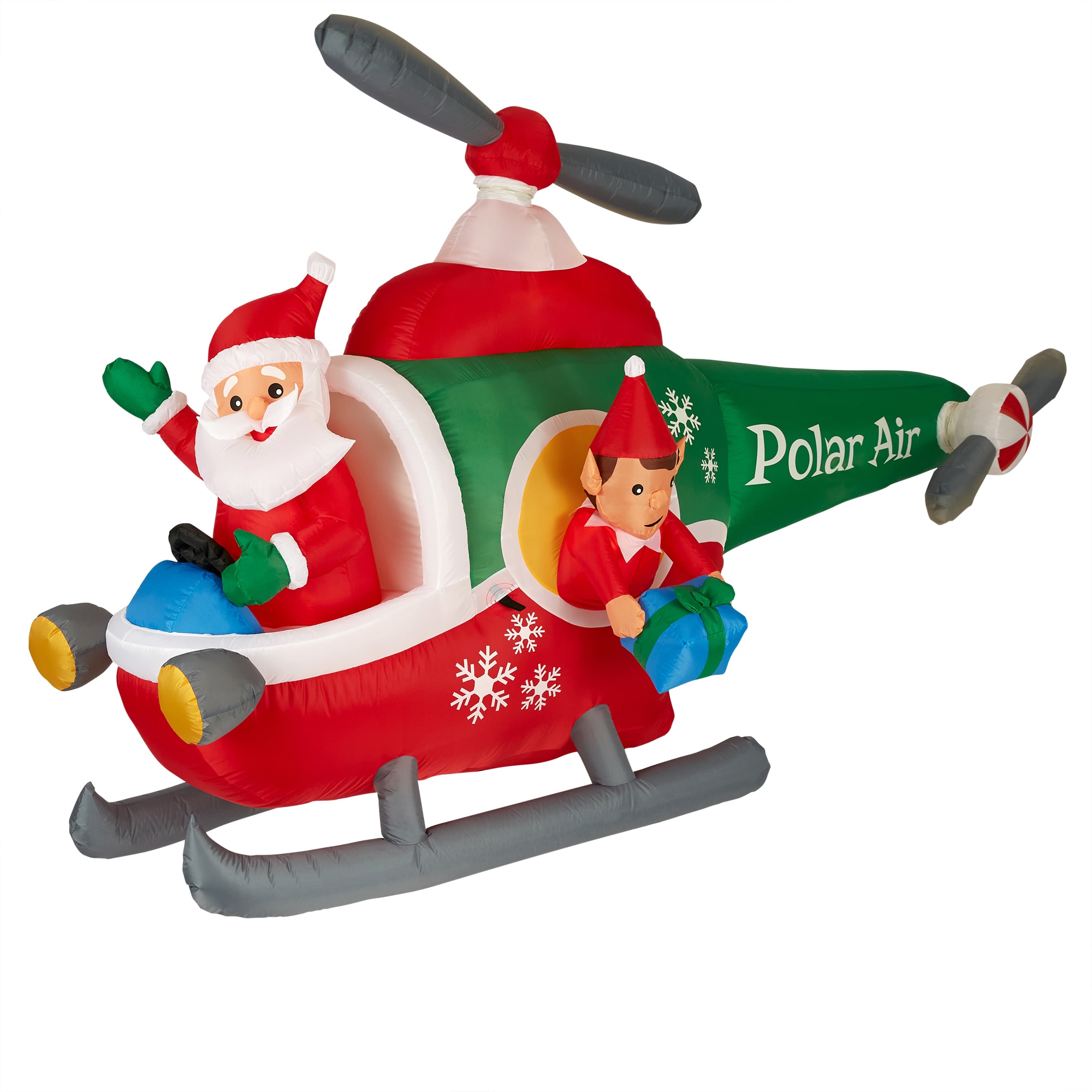 Gemmy Holiday Christmas Airblown Inflatable Animated Helicopter w/ Santa Snowman 