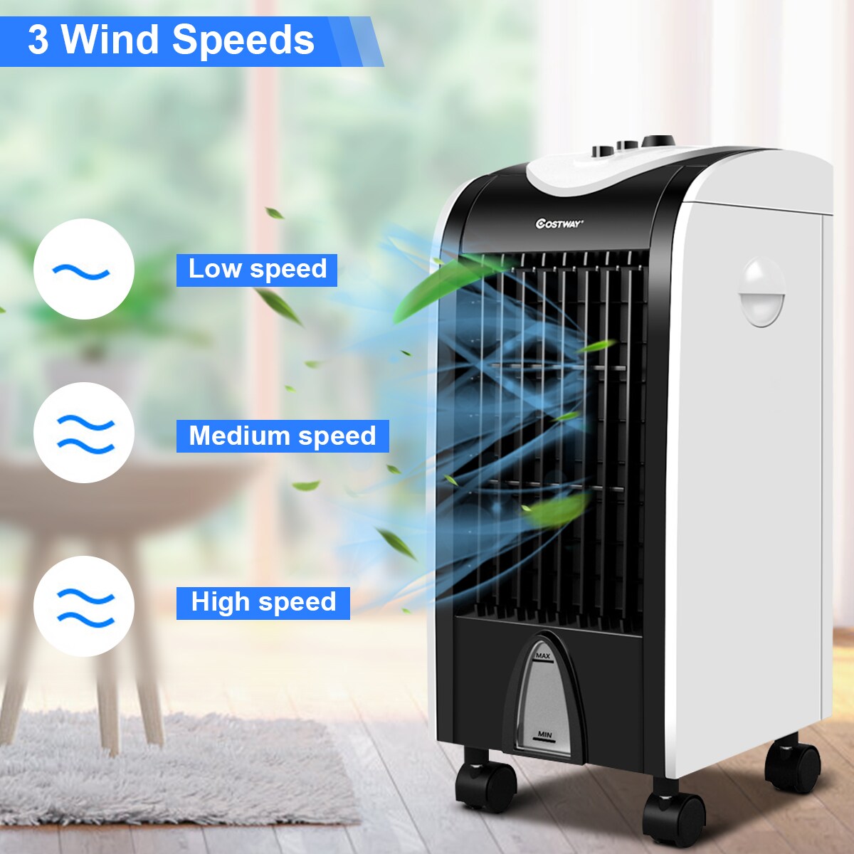 Automatic Oscillation-65W FAN MAZHONG Portable Air Cooler with 3 Operating Modes 3 Speeds