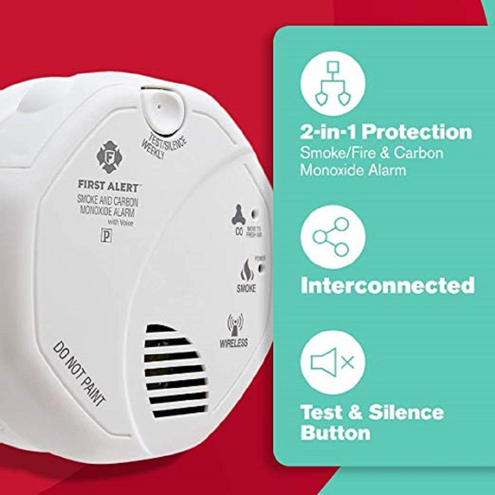 First Alert 2 Pack Battery Operated Combination Smoke And Carbon Monoxide Detector With Voice 0621