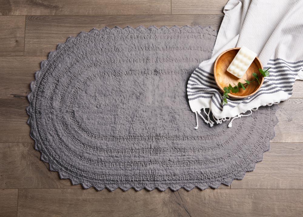 Design Imports DII Gray Round Crochet Bath Mat 