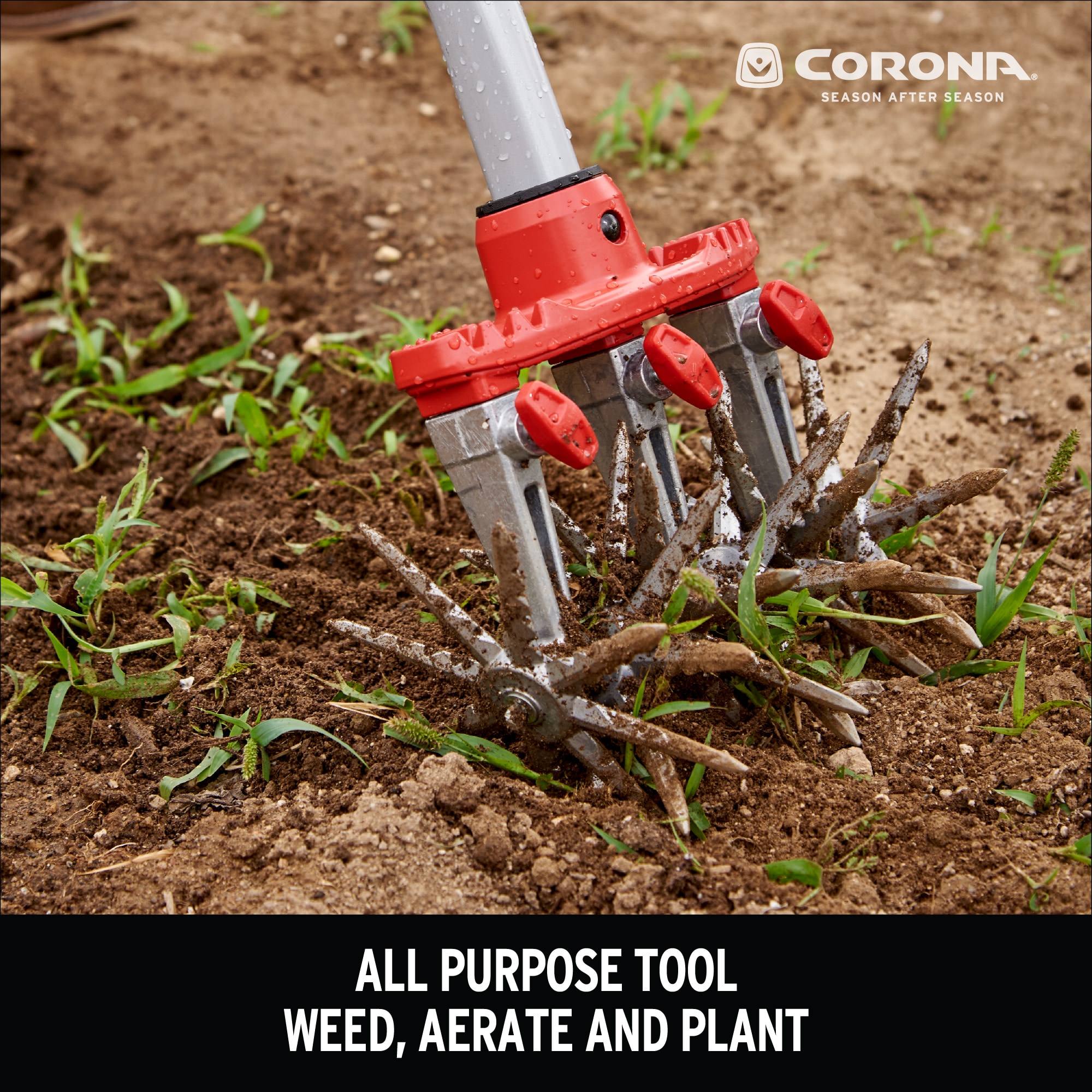 Corona ComfortGEL DiscCULTIVATOR Rotating 3-Tine Long-handle Cultivator ...