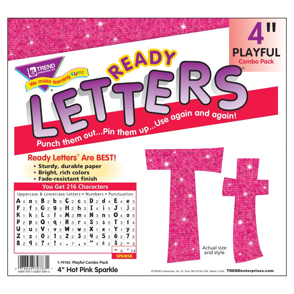 Trend Enterprises Inc Hot Pink Sparkle 4 Playful Combo Ready Letters 