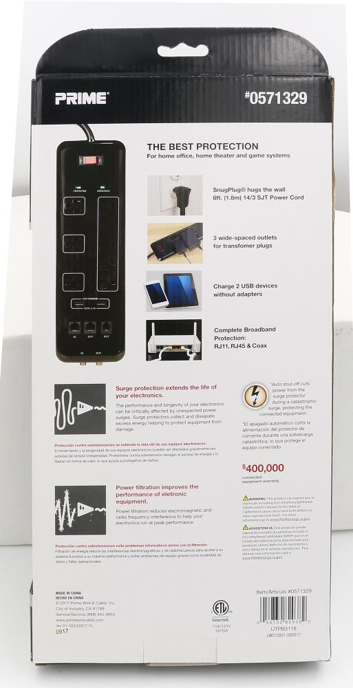 Utilitech 12-Outlet 4200 Joules Home Entertainment Surge Protector USB Charger 