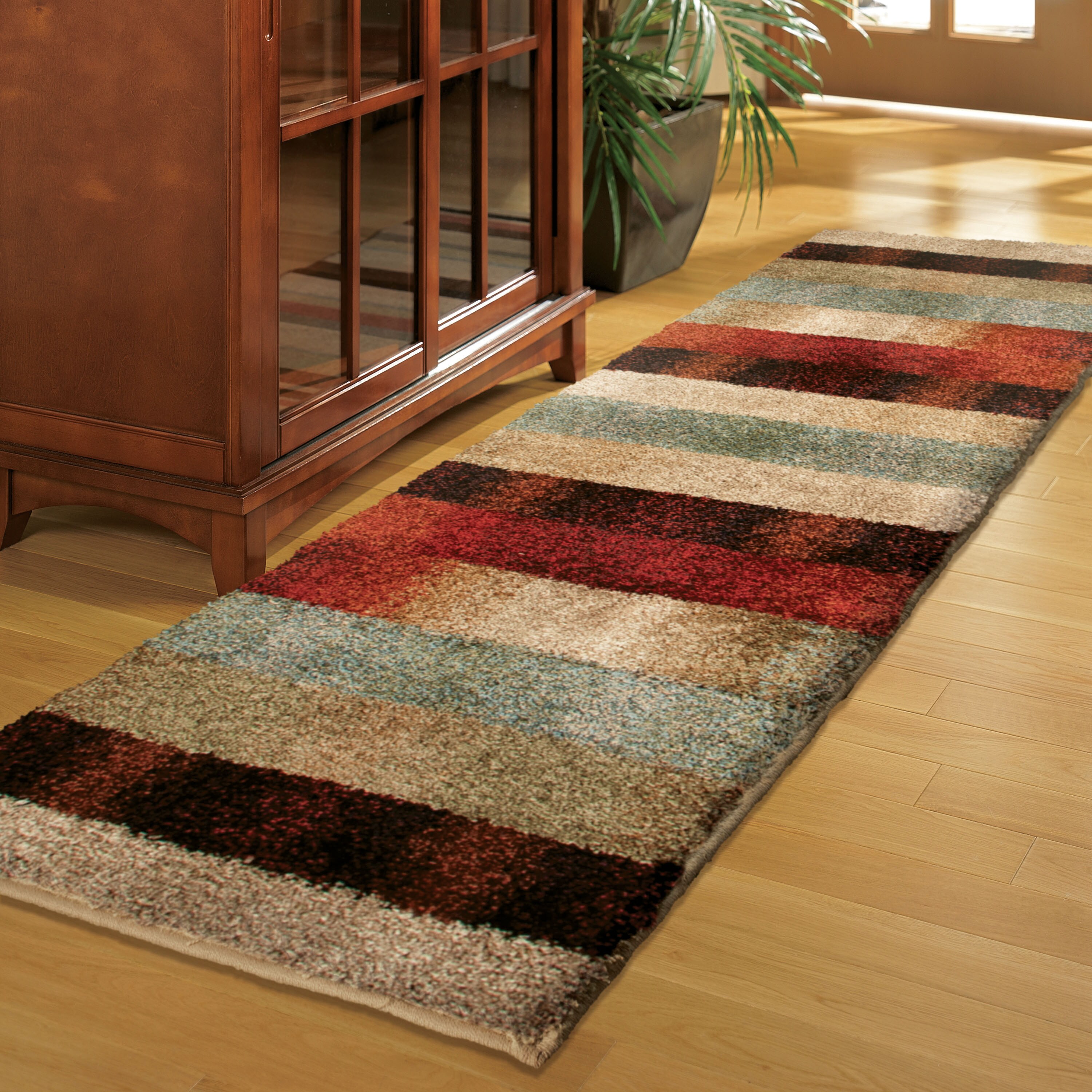 Multicolour Striped Non Slip Area Rug Mat Floor Home Small Large Runner Doormat 