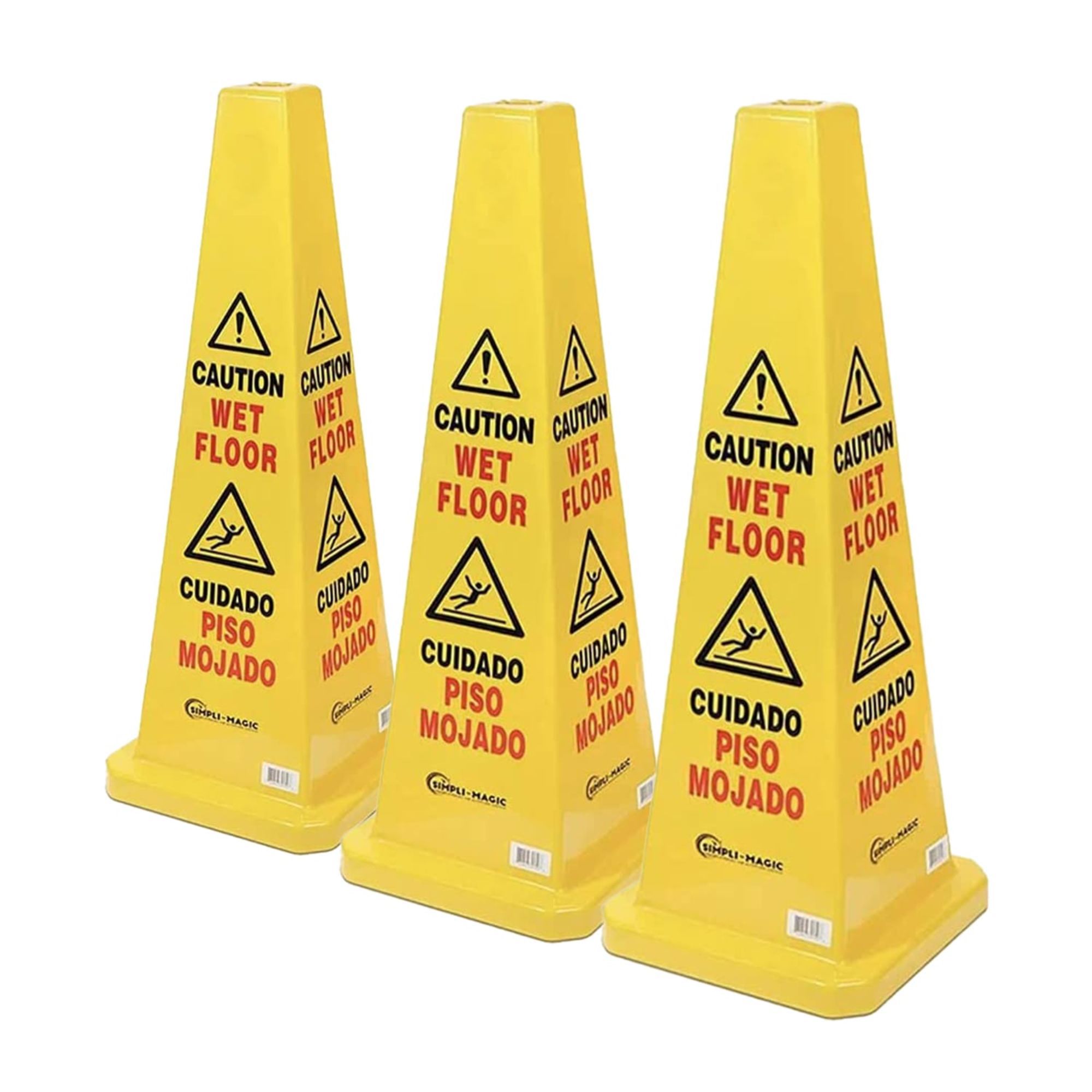 set of 5 cones 750mm tall rubber traffic cones Slippery Floor Sign Wet 
