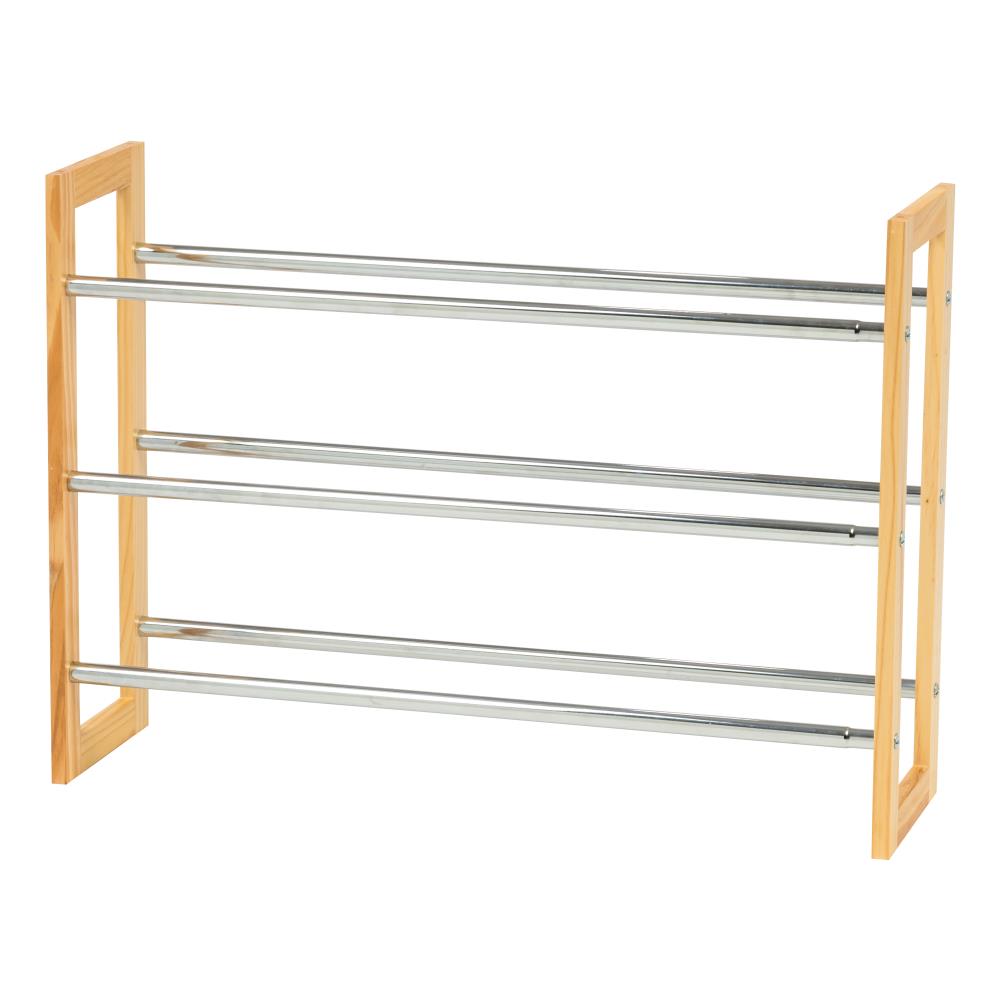 NEW 3 Tier Shelf Wooden and Metal Shoe Rack 