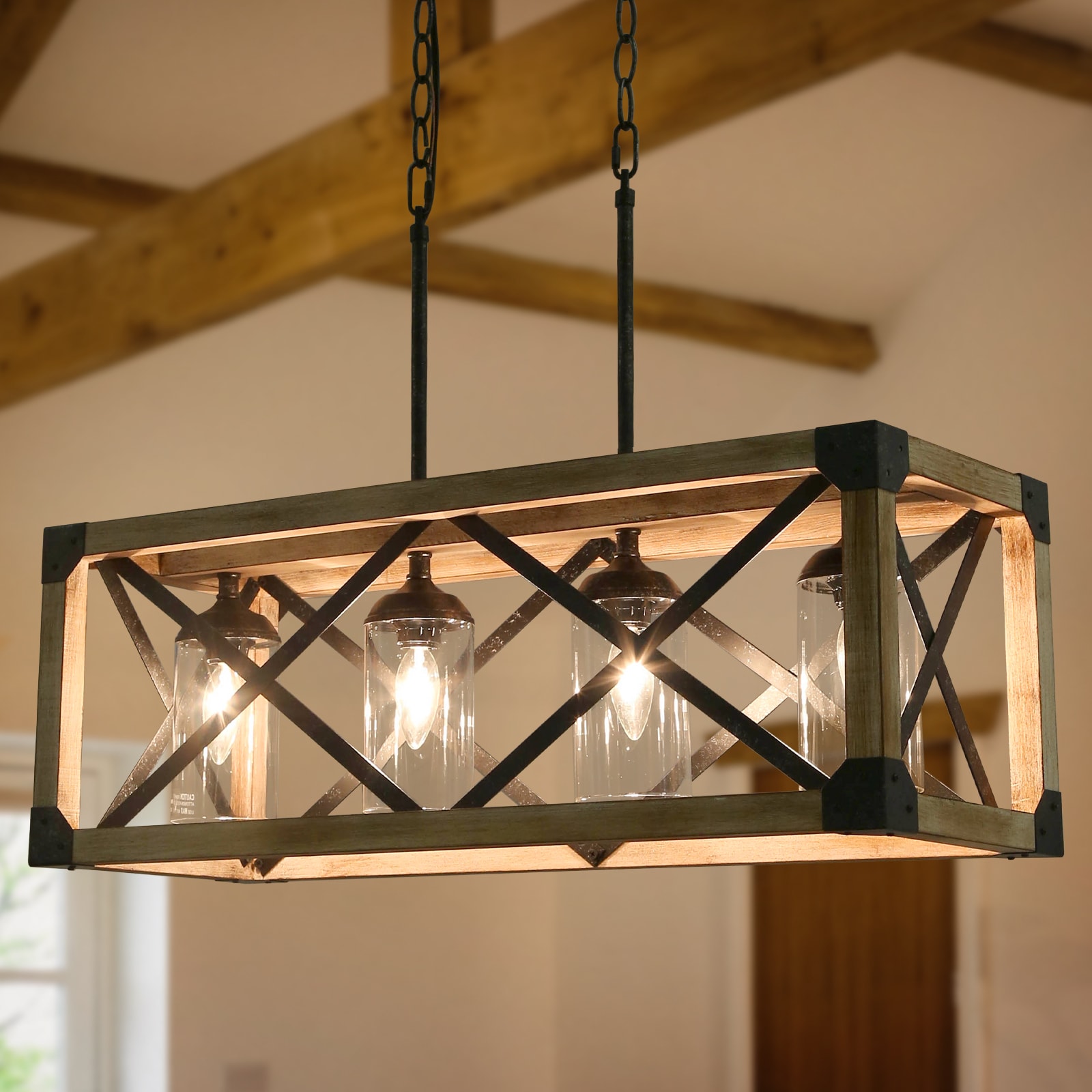 LNC Semaphore Black Clear Farmhouse Clear Glass Linear LED Island Light in the Pendant Lighting department at Lowes.com