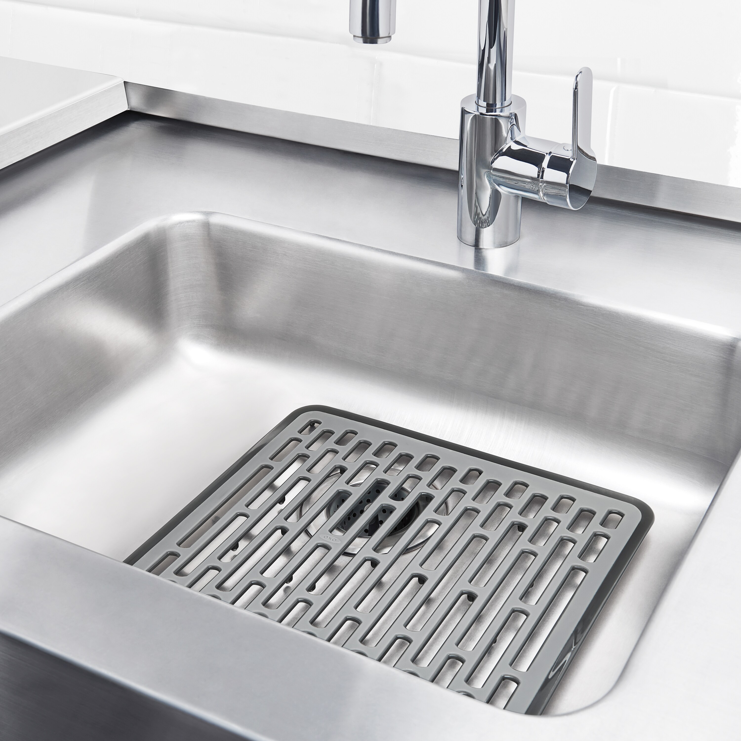 Gray Kitchen Sink Mat Adjustable Contour Size 