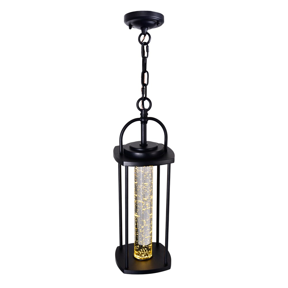 CWI Lighting Greenwood Black French Country/Cottage Cylinder LED Mini Outdoor Pendant Light