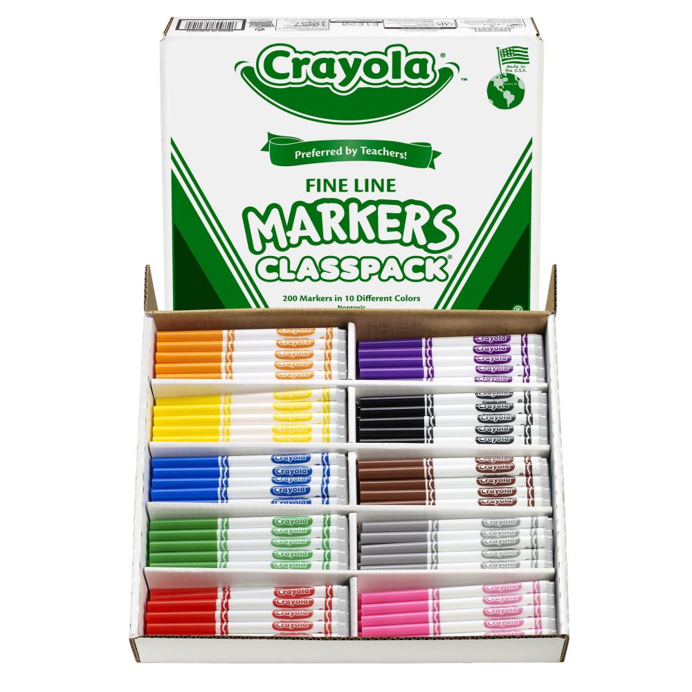 Crayola Non Washable Classpack 174 Markers Fine Point 10 Colors Pack Of 200 In The Pens Pencils Markers Department At Lowes Com