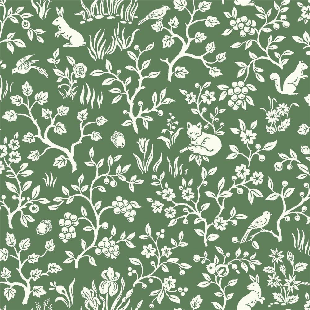 Wallpaper Fox/Hare Double Roll 56 sq.ft Removable/Washable Pre-Pasted Green 