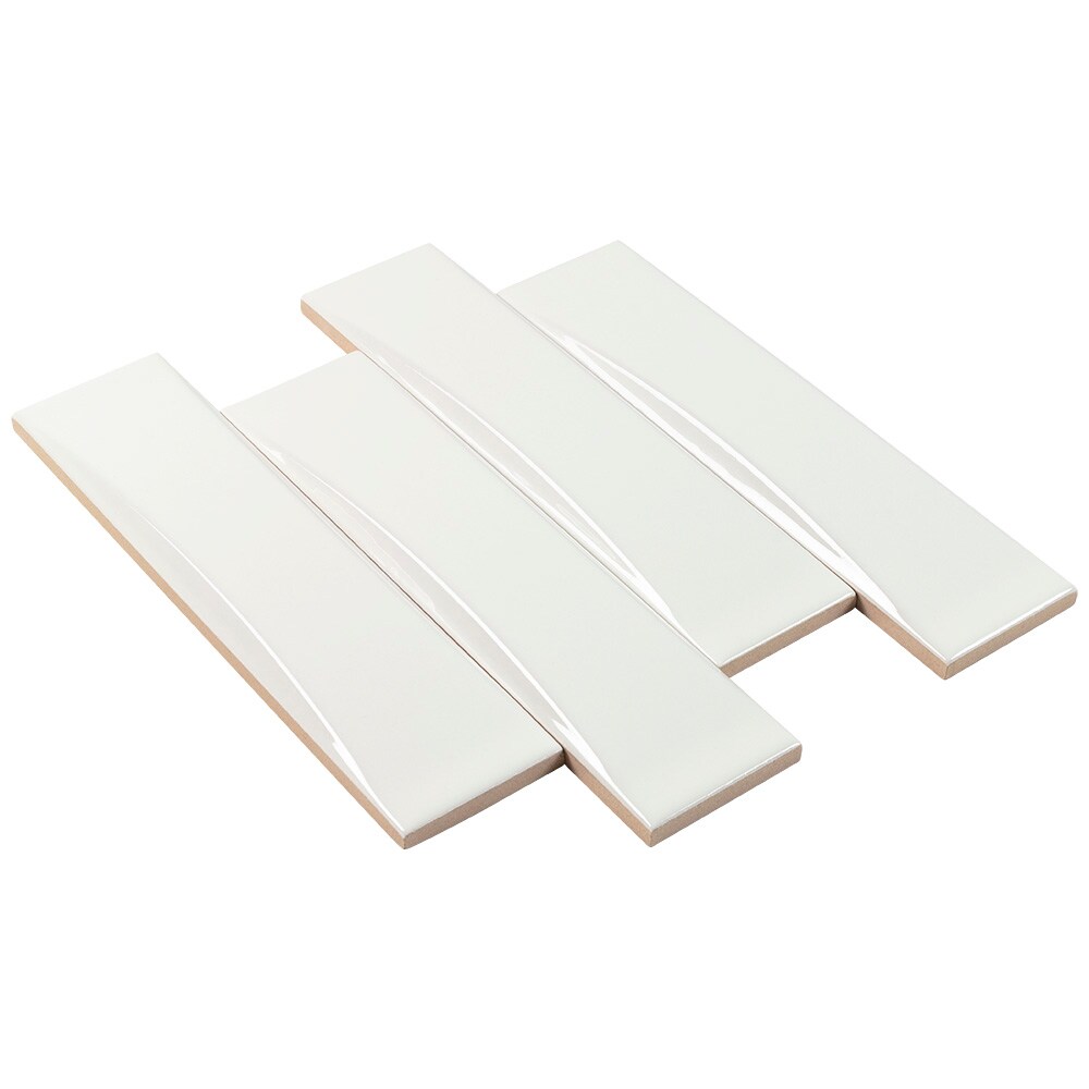 Boutique Ceramic White 2-in X 8-in Glazed Ceramic Subway Wall Tile In ...