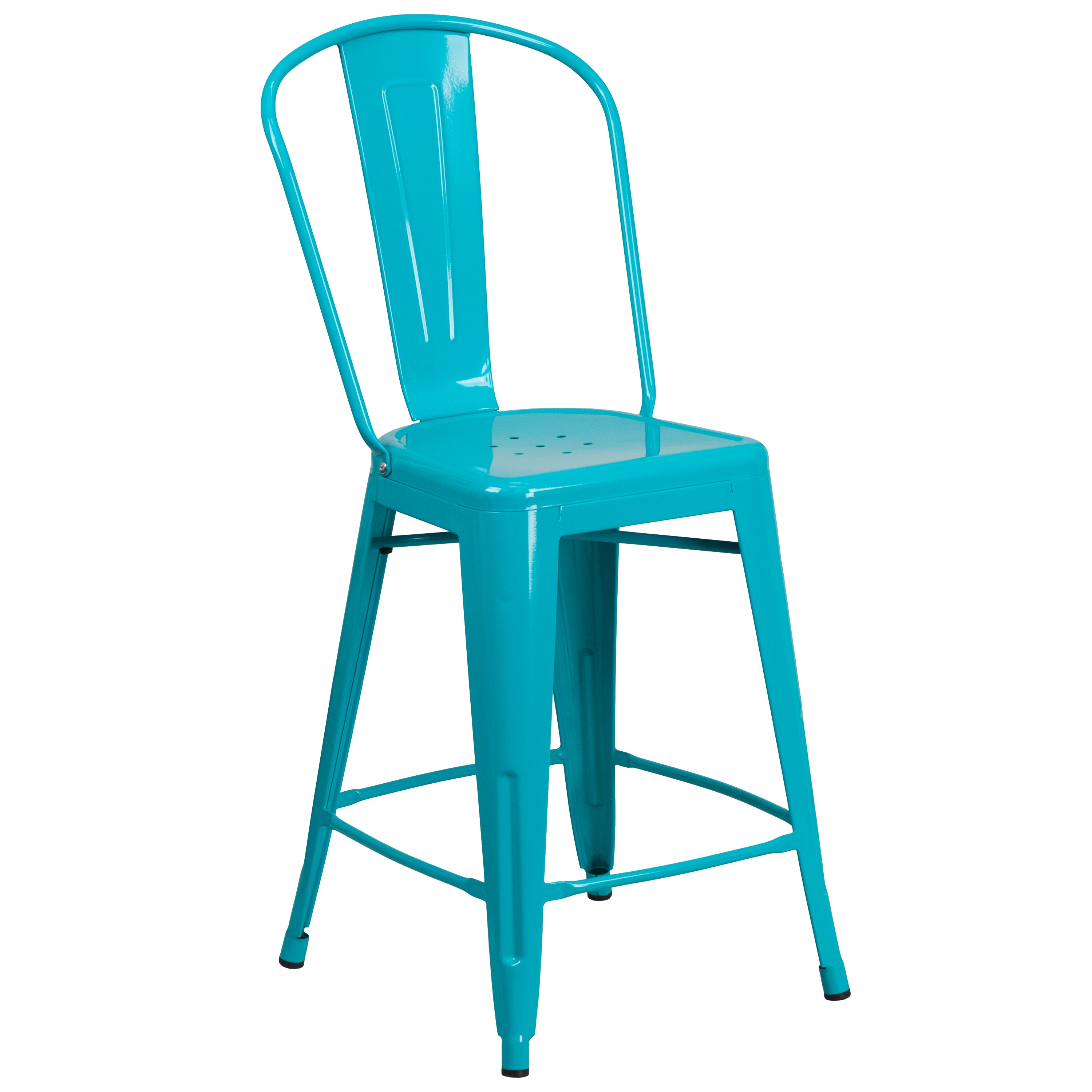 teal metal bar stools with backs