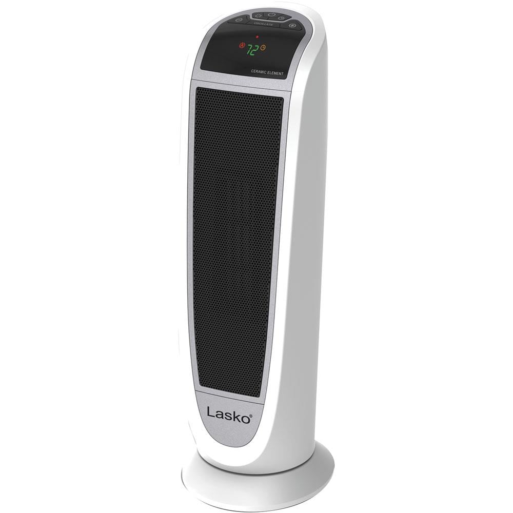 Less Clam Slumber Lasko 1500-Watt Ceramic Tower Indoor Electric Space Heater with Thermostat  and Remote Included in the Electric Space Heaters department at Lowes.com
