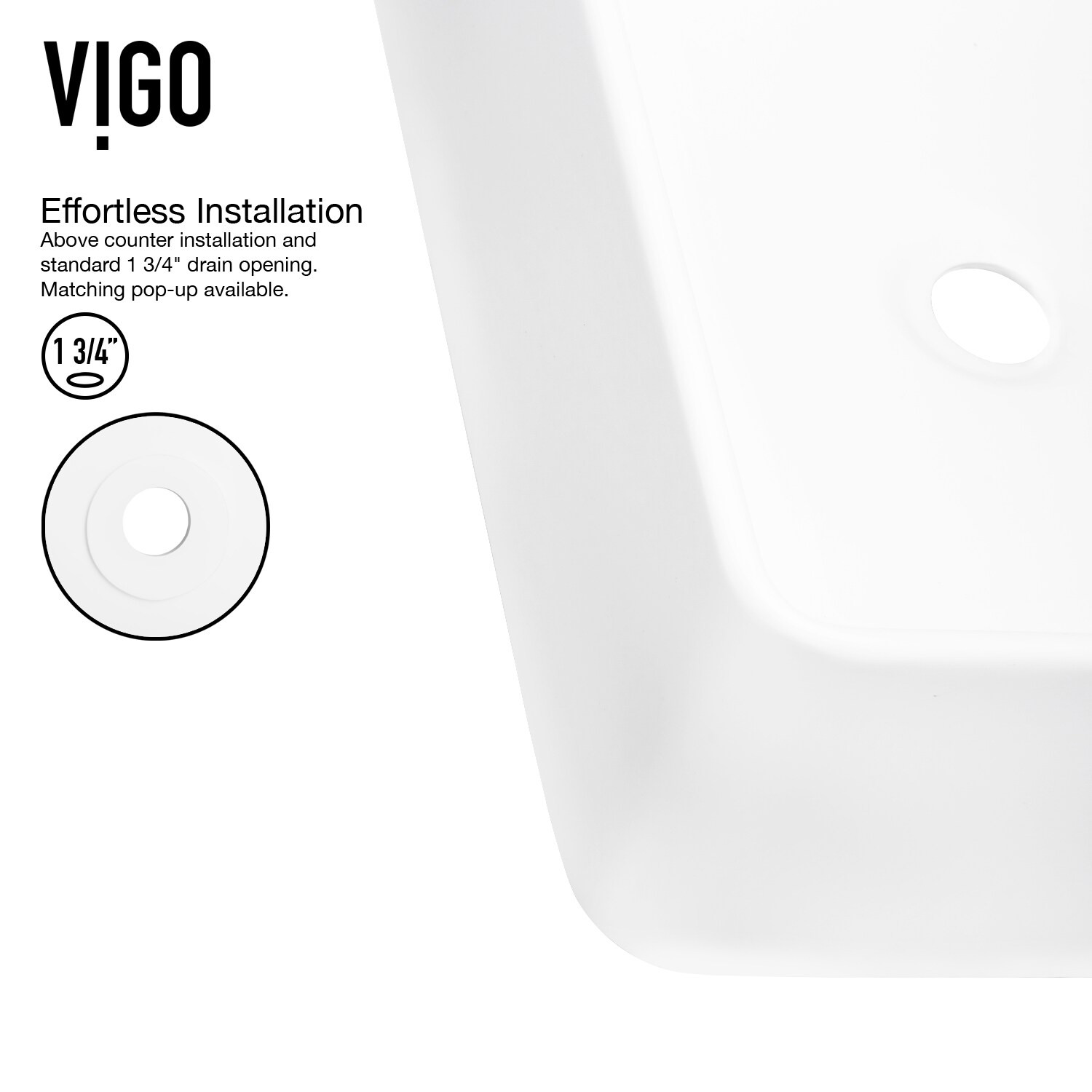 VIGO Amaryllis Matte White Matte Stone Vessel Rectangular Modern Bathroom Sink (19.75-in x 14.375-in)