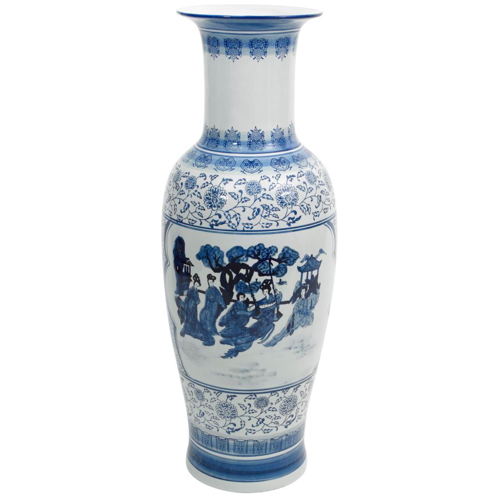 Retro Decorative Tall Glass Bottle Vase Jar Handle Chinese Design Tabletop Decor 