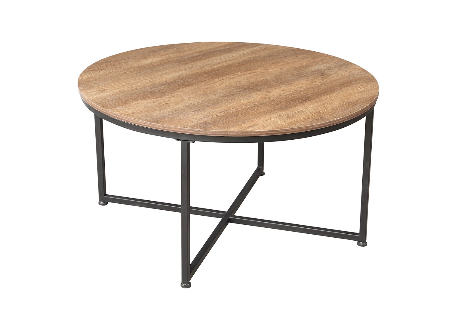 round timber and metal coffee table