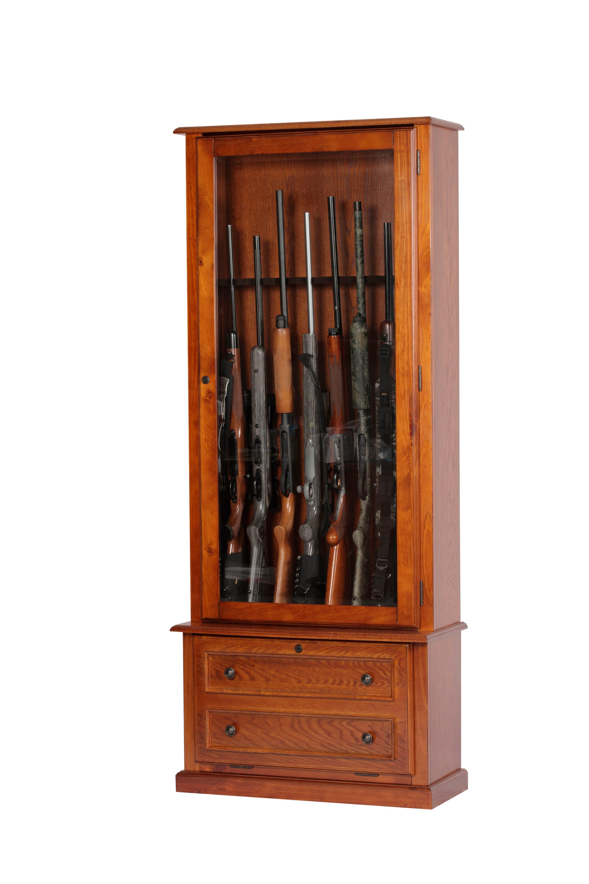 Natural Finish Oak Wooden Gun Stand Display for Rifle Shotgun Lever or Double Barrels