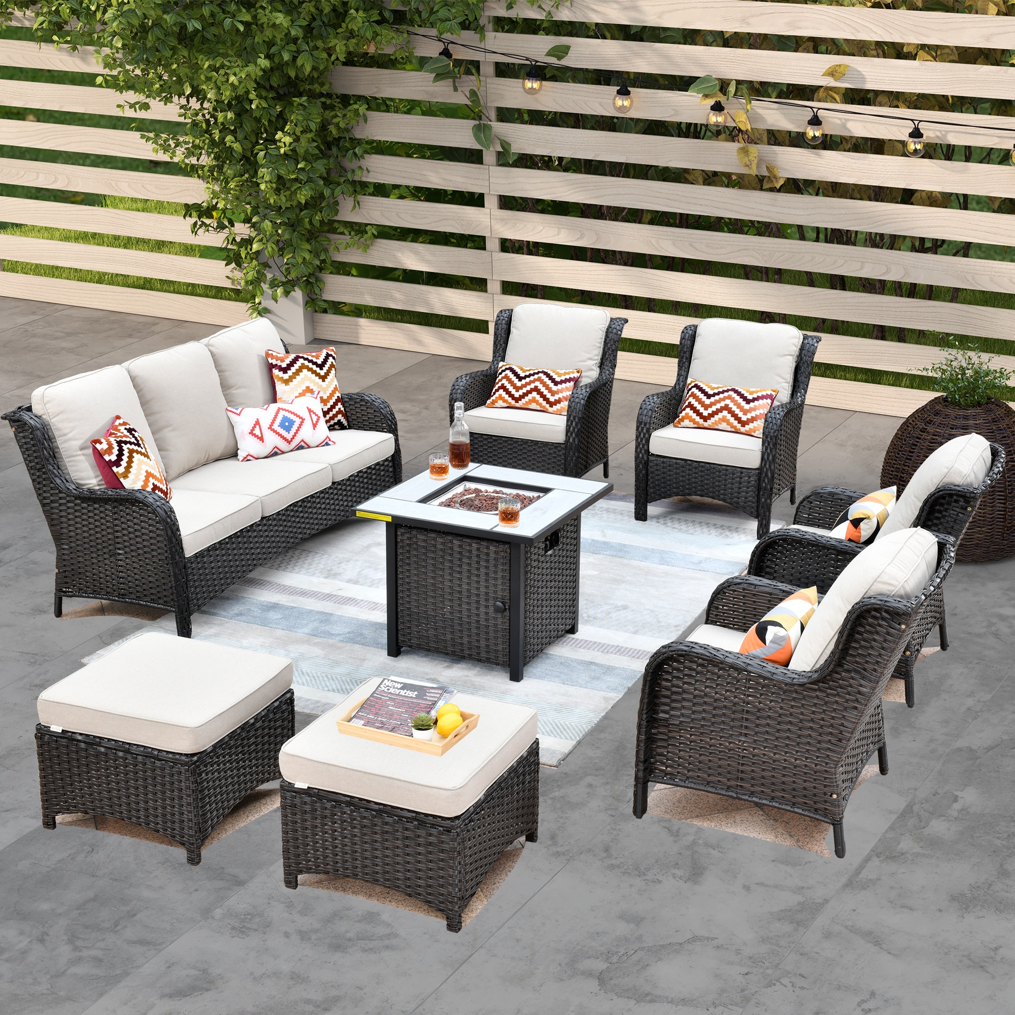 8 pc wicker patio set