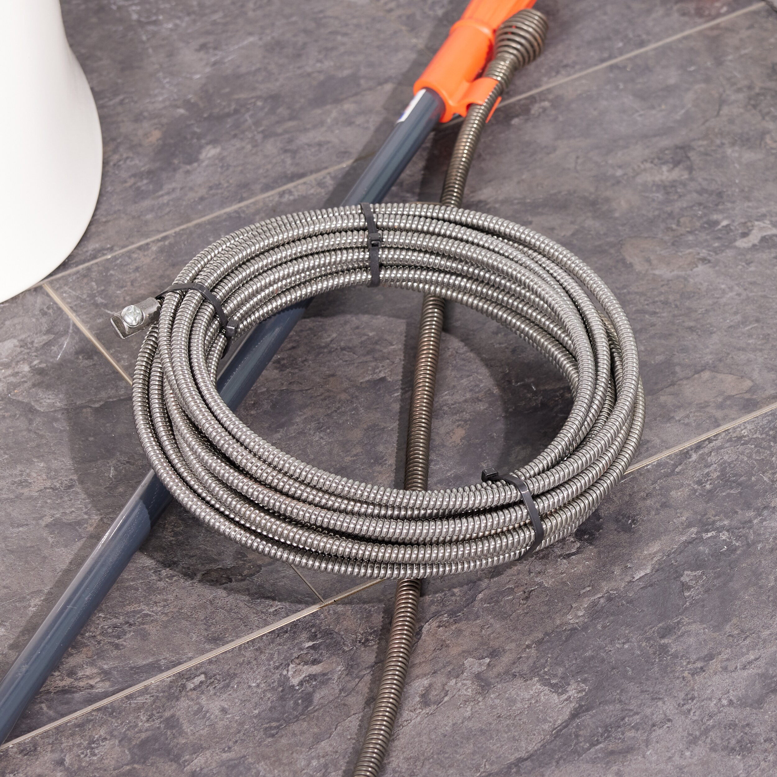 General style Drain Cable 3/8x 35ft Left Wound Steel Core with SLOTTED end 