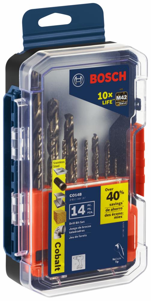 Bosch 14-Piece Assorted Set Cobalt Twist Drill Bit Set in the 