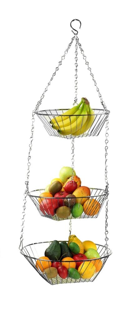 3pcs Wall Mounted Metal Fruit Basket Kitchen Storage Rack Organizer Holder Black 