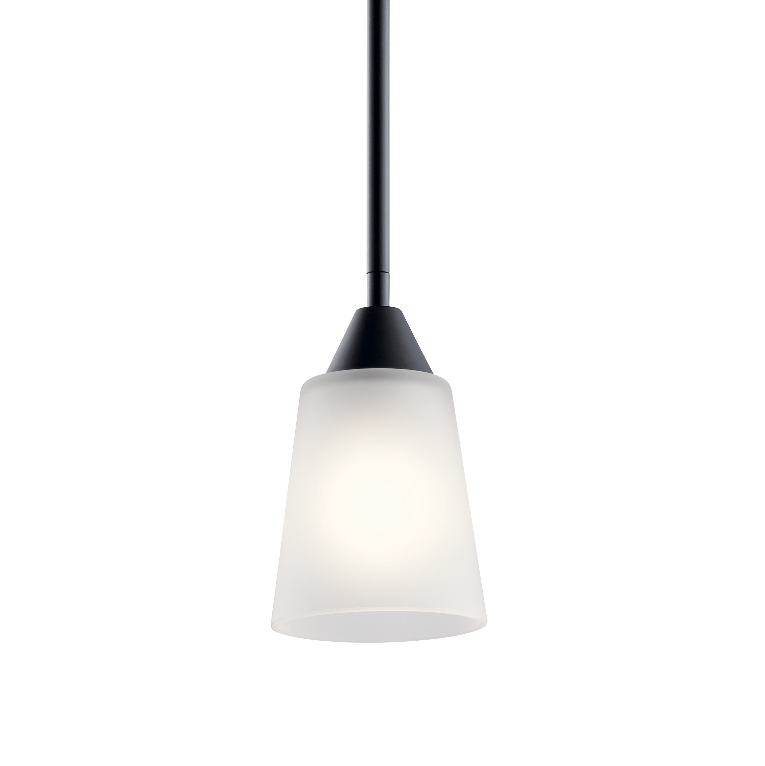 Kichler Skagos Black Modern/Contemporary Etched Glass Cone Mini Pendant Light