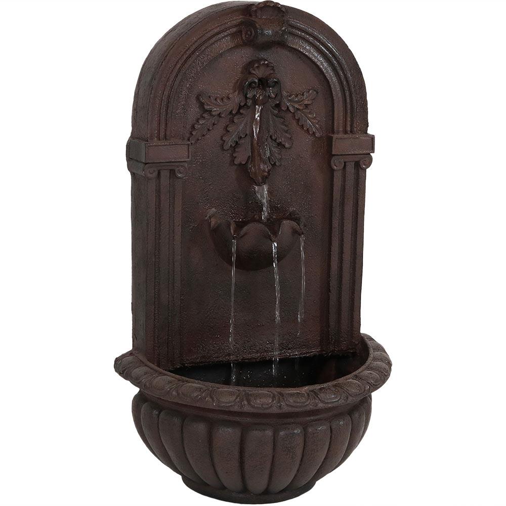 27 Inch Limestone Finish Sunnydaze Seaside Outdoor Wall Water Fountain Waterfall Wall Mounted Fountain & Backyard Water Feature with Electric Submersible Pump 