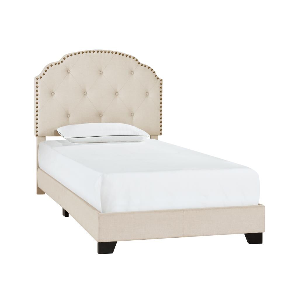 off white upholstered bed frame