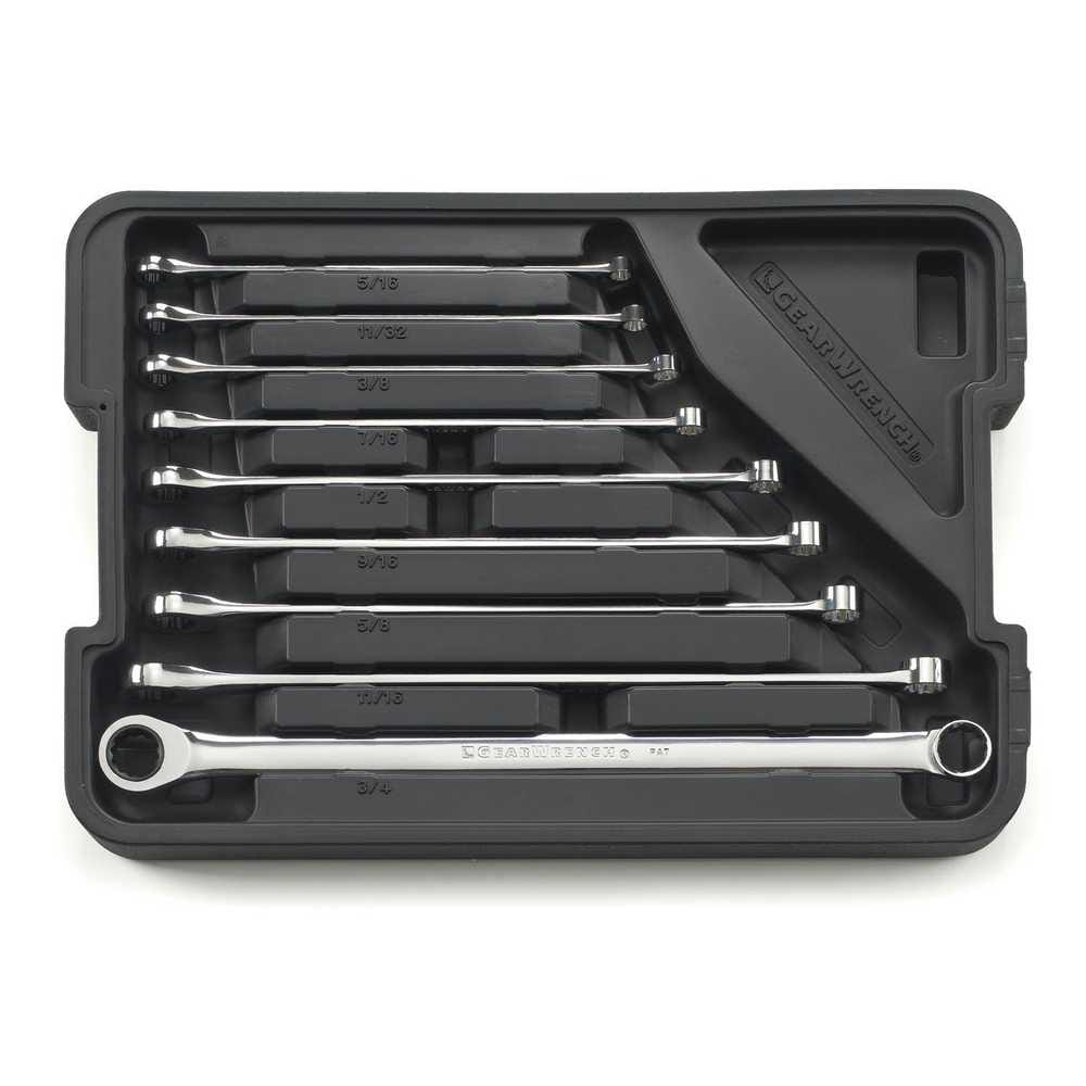 20pc Flat Ratcheting Wrench Combination Spanner Tool Set SAE & Metric With Case 