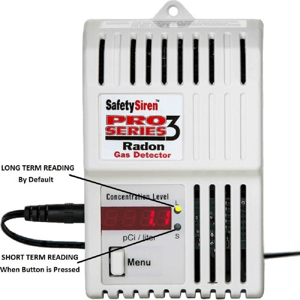 Safety Siren Pro Series 3 Radon Gas Tester Detector in Bq/m³ w/ 110-240v power 