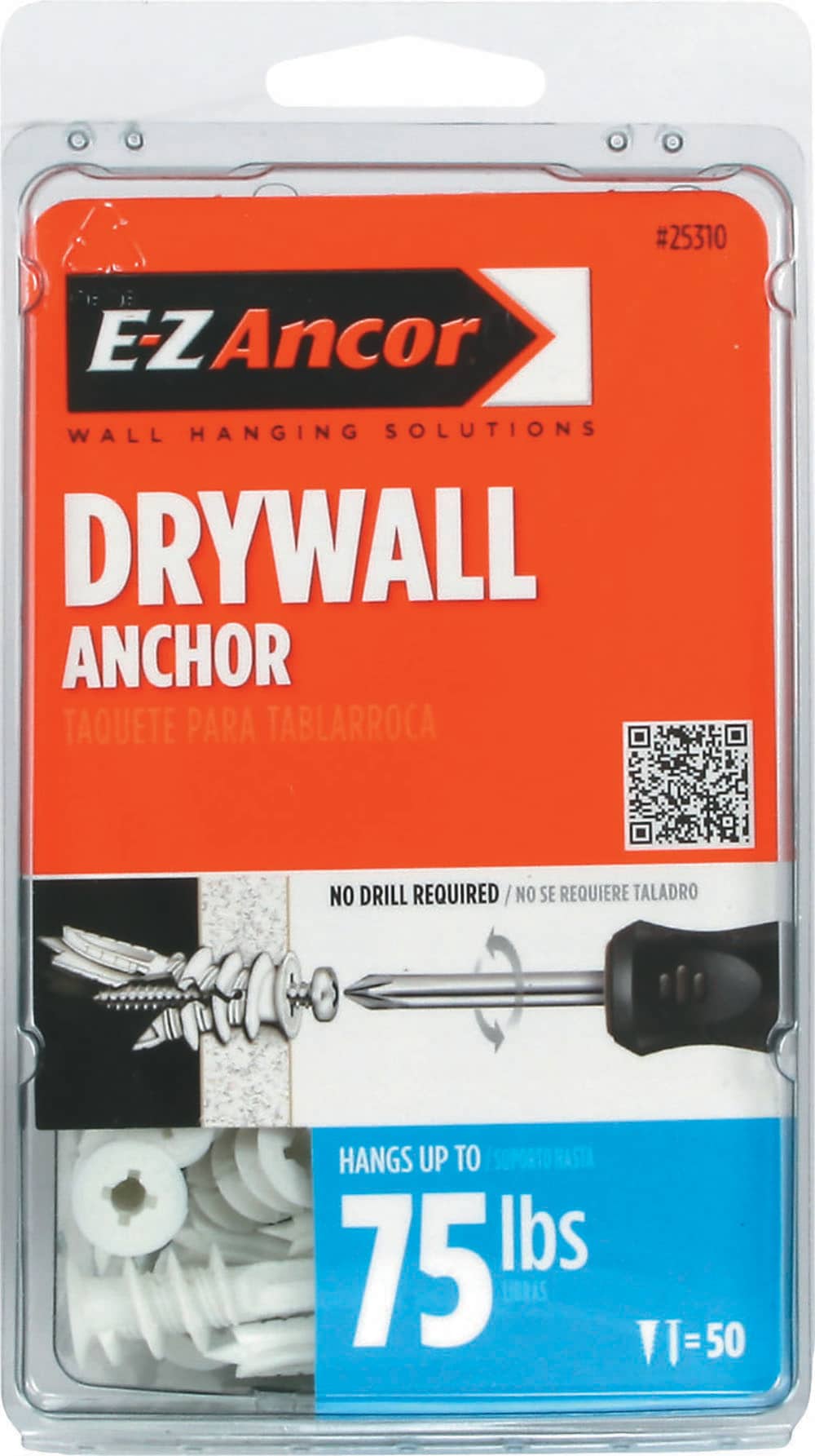 Zip-It 1/2 x 1-5/8 All Metal Hollow Wall Drywall EZ Anchor #8 Screw Zamac 1000 