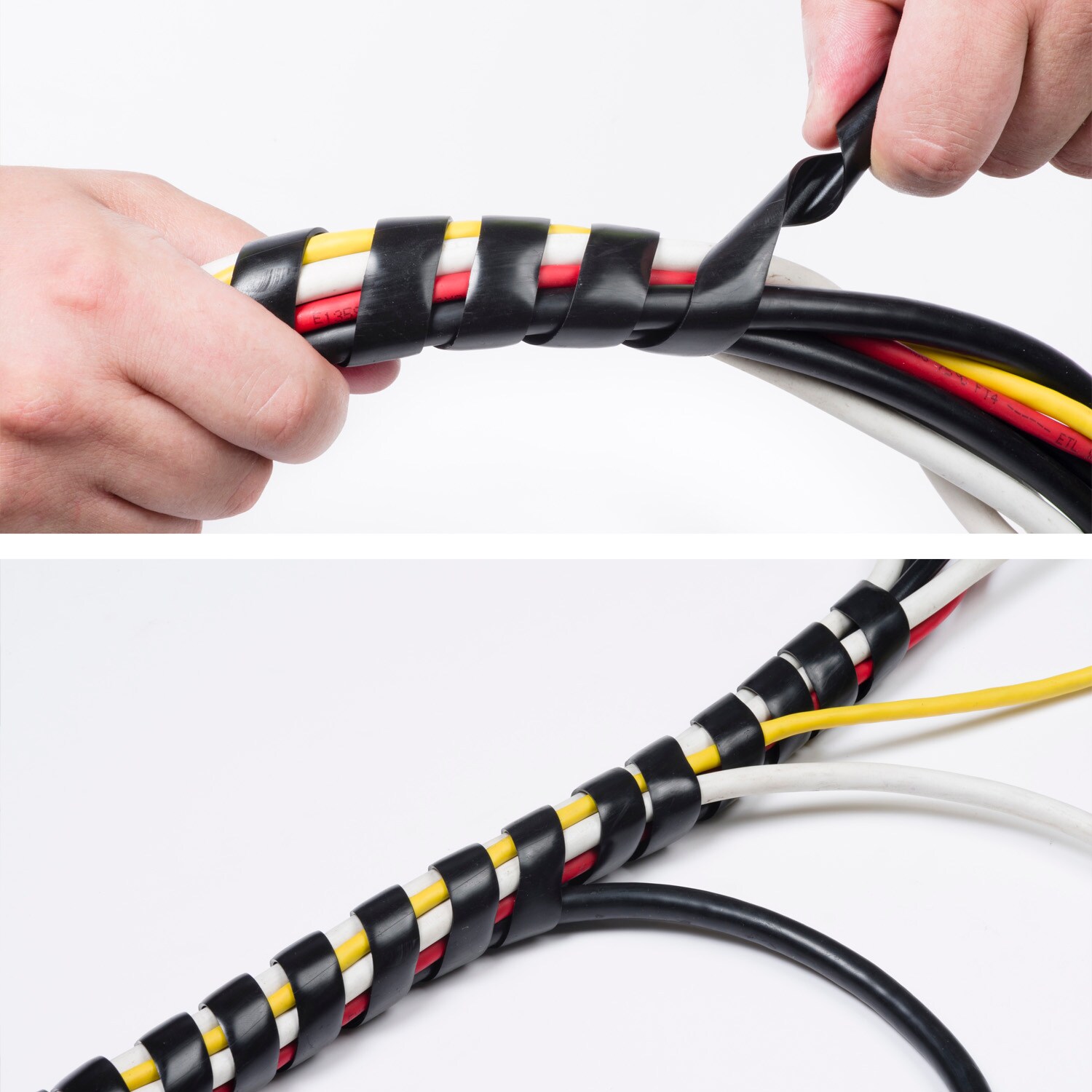 Tidy Cables 2.5m Length Cords & Wires in Home/Office Black expands Around Cables 10-40mm D-Line CTW2.5B Cable Management Wrap Cable Organiser 