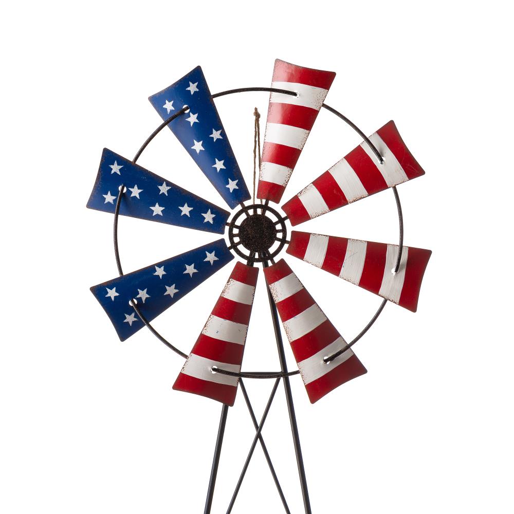 Set of 2 Patriotic Decorations July 4 Yard Stake Nakior Patriotic Garden Spinner - USA Outdoor Windmill Spinner