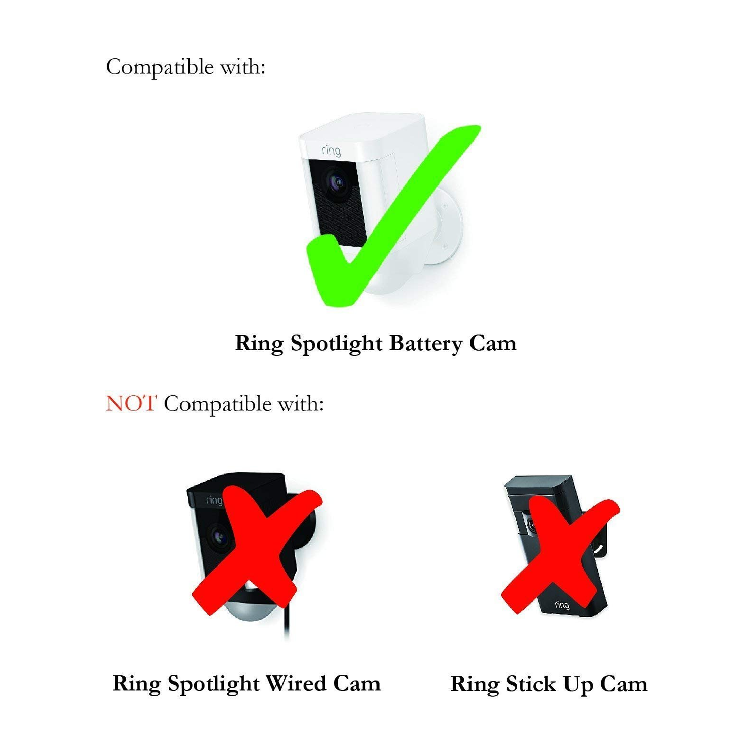Adjustable Metal Indoor/Outdoor Security Mount for Ring Spotlight Cam Battery US 