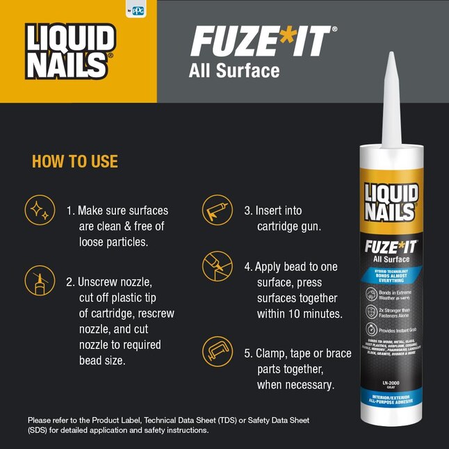 LIQUID NAILS Liquid Nails Fuze-It in the Construction Adhesive department  at Lowes.com