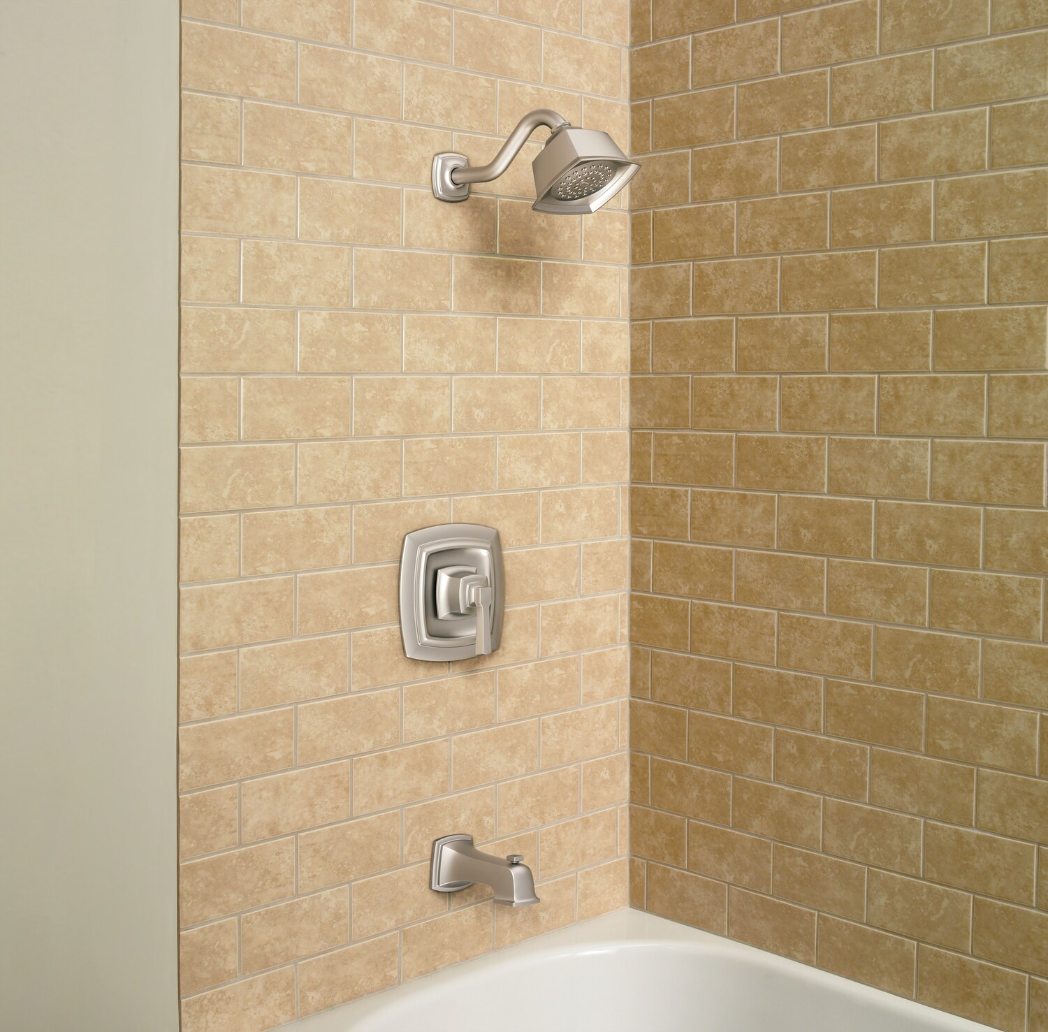 Moen Boardwalk Spot Resist Brushed Nickel 1-handle Bathtub and Shower Faucet Valve Included