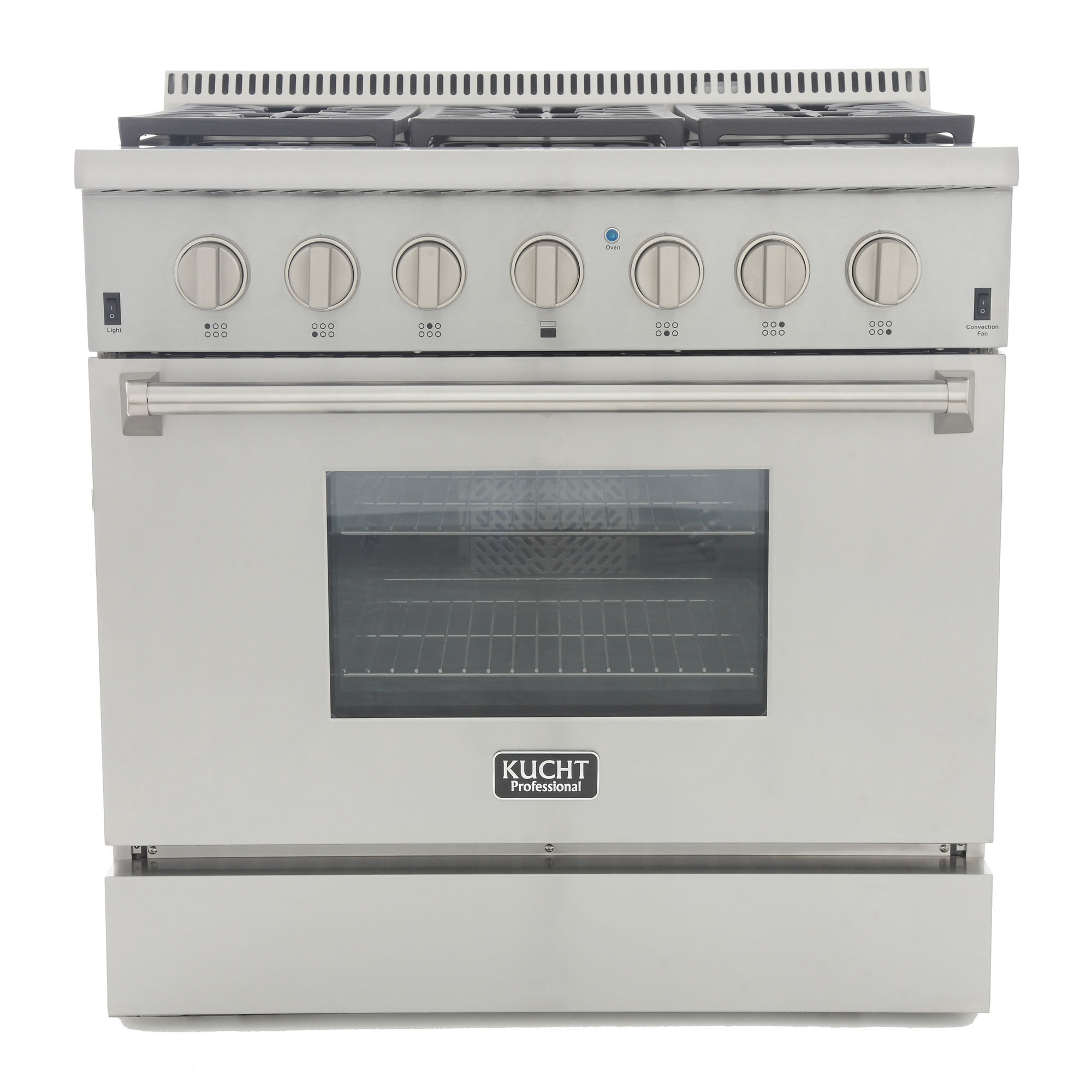 Kucht 36-in dual fuel range 36-in Deep Recessed 6 Burners Convection Oven  Freestanding Dual Fuel Range (Stainless Steel)