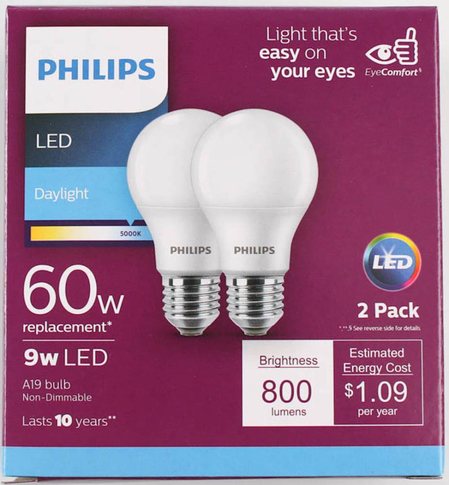 Philips 60 Watt Eq A19 Daylight Led Light Bulb 8 Pack In The General