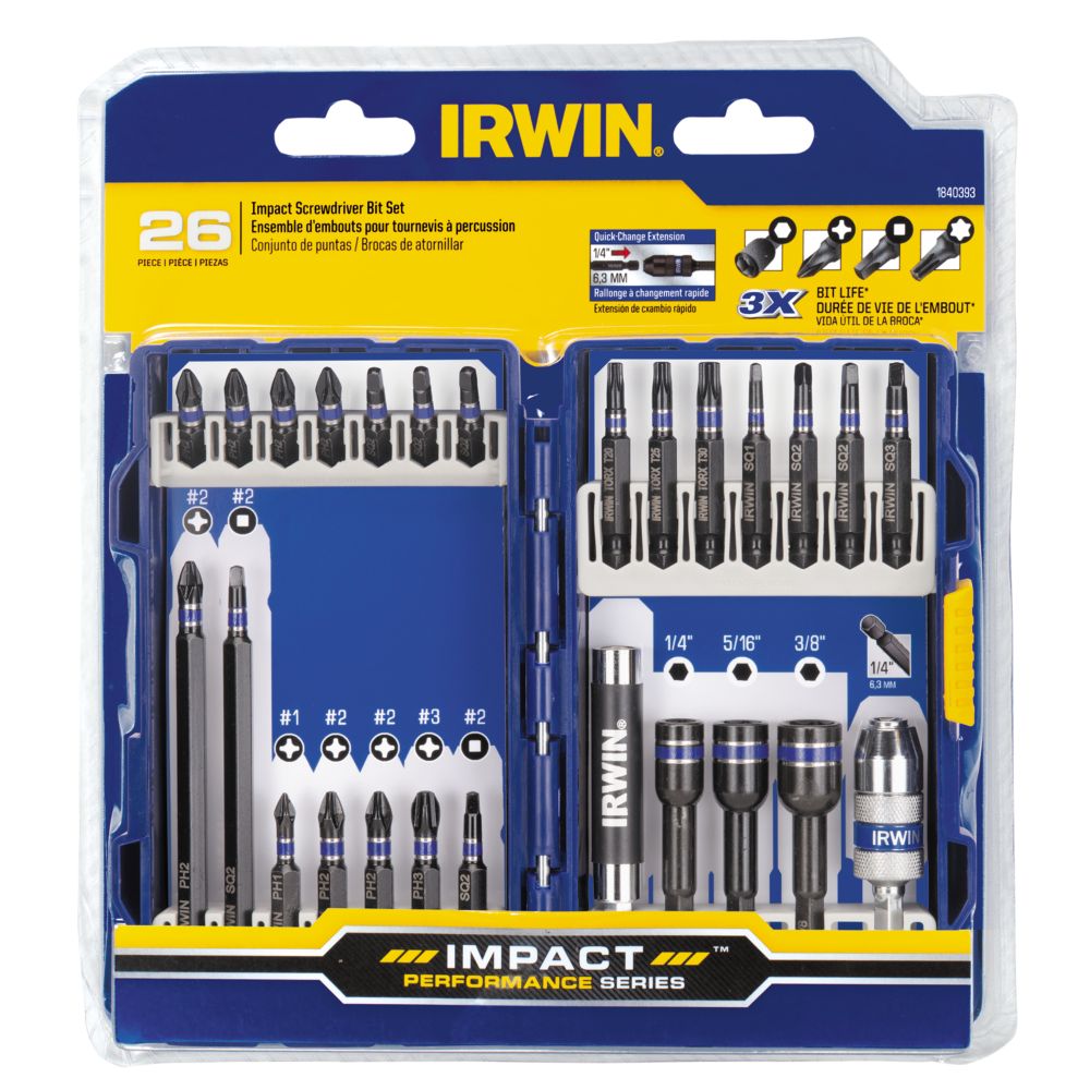IRWIN Tools 1902389 Impact Performance Series Screwdriver Power Bits 4-Piece Assorted Hex 2-Inch Length