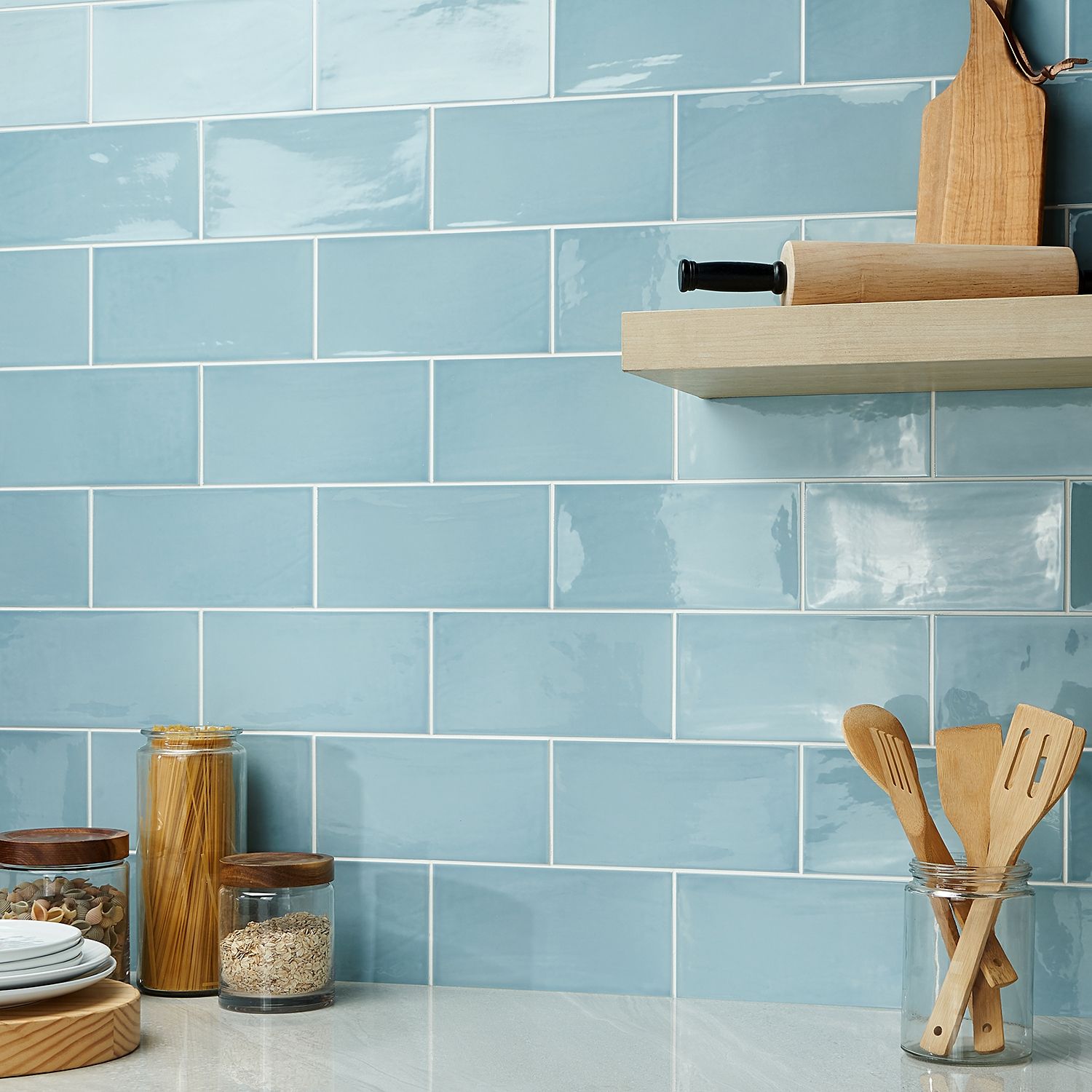 Square Acrylic Wall Tiles Blue 