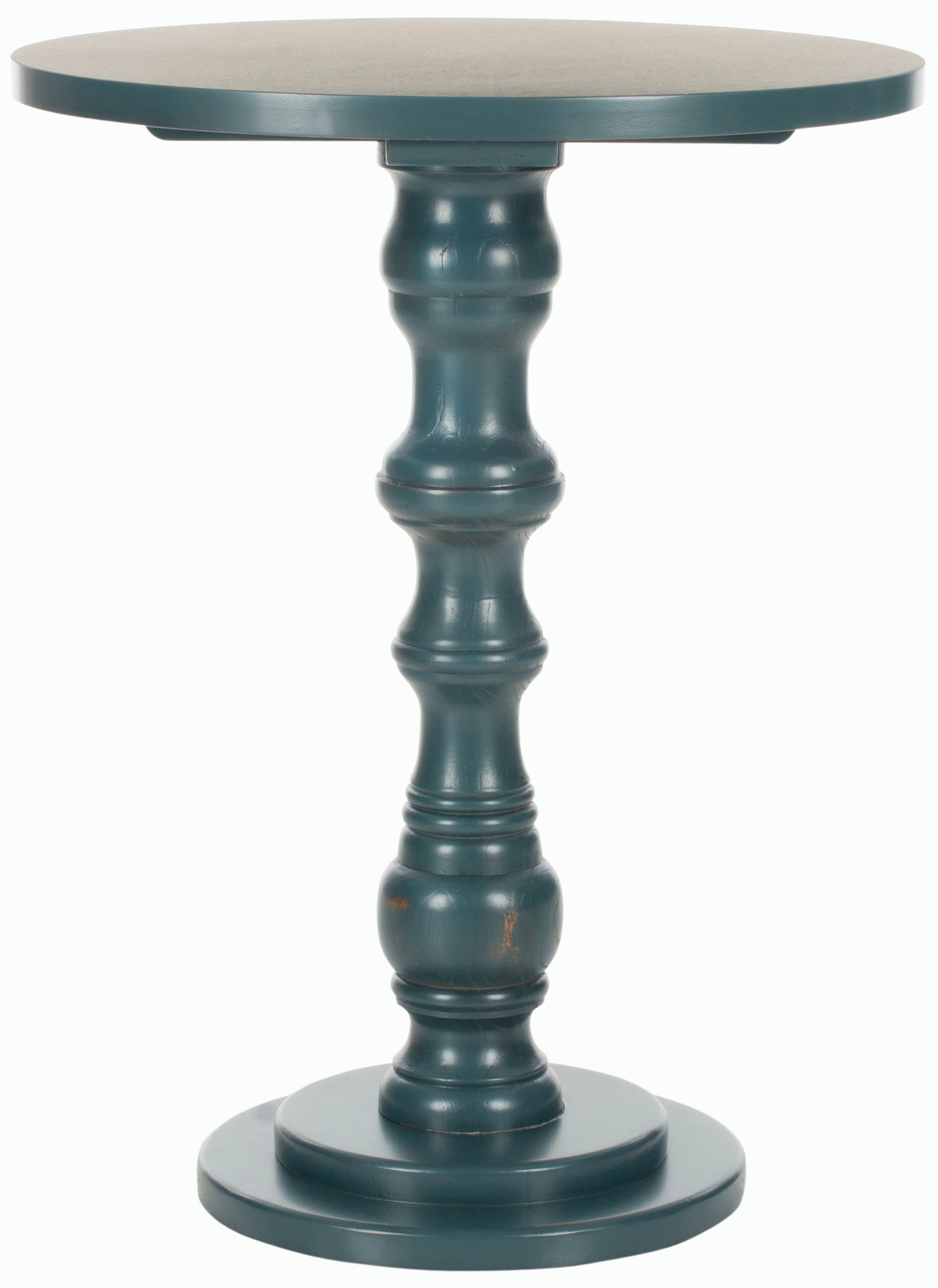 teal round end table