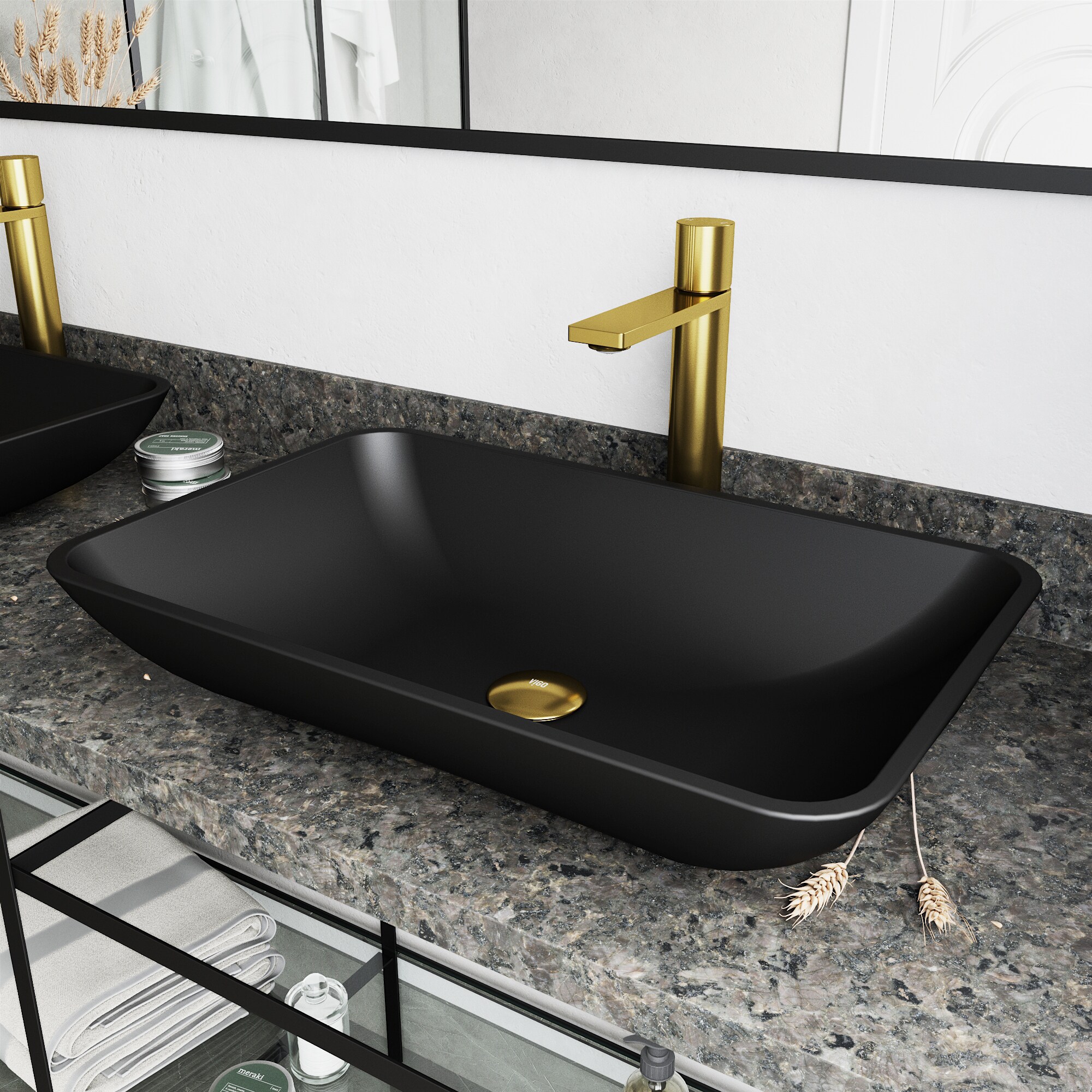 VIGO Gotham Matte Gold 1-handle Vessel WaterSense Low-arc Bathroom Sink Faucet