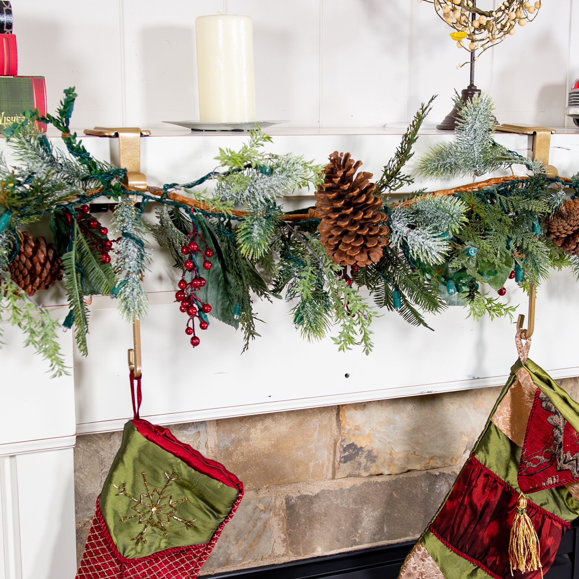 SINGLE Original Mantle Clip Christmas Stocking Hanger GOLD Adjusts up to 3" 
