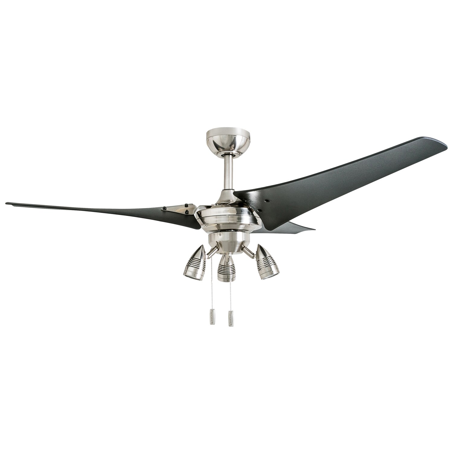 Brushed Nickel Honeywell Ceiling Fans 50611-01 High Power Ceiling Fan LED 56 Industrial 3 Black ABS Blades 